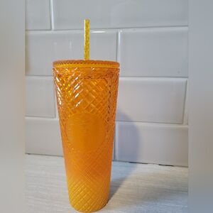 Starbucks Vibrant Orange Textured Tumbler 24 OZ